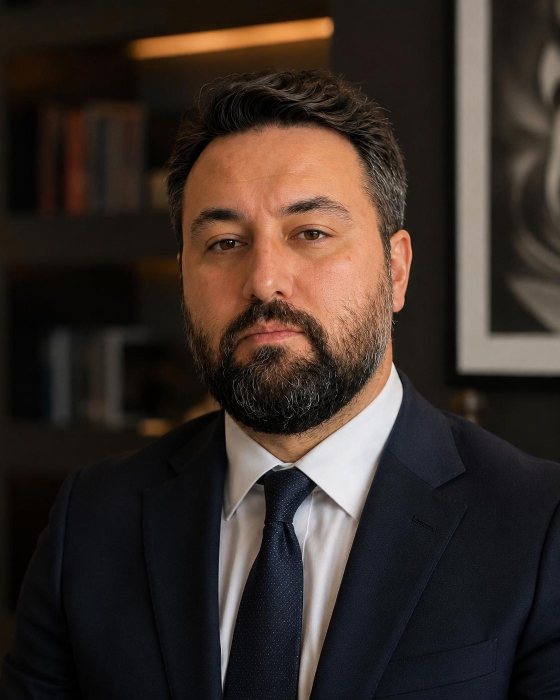 Portrait of Sıtkı Yılmaz in a navy suit